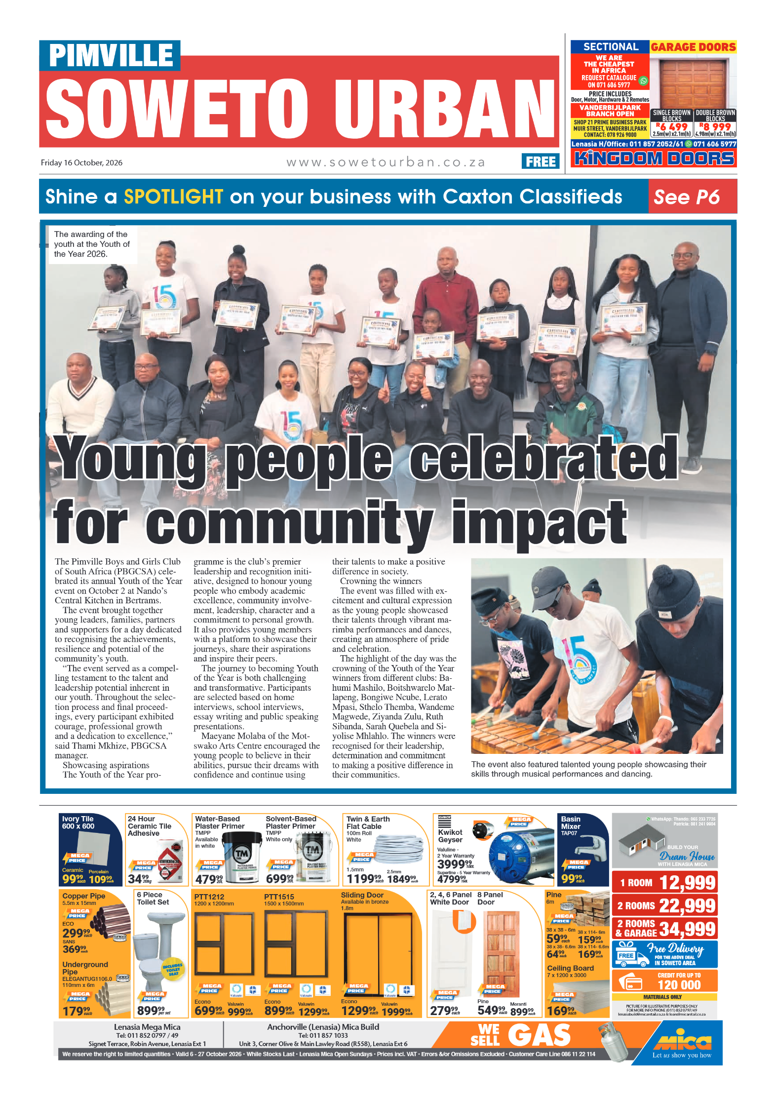 Pimville 16 October 2026 page 1