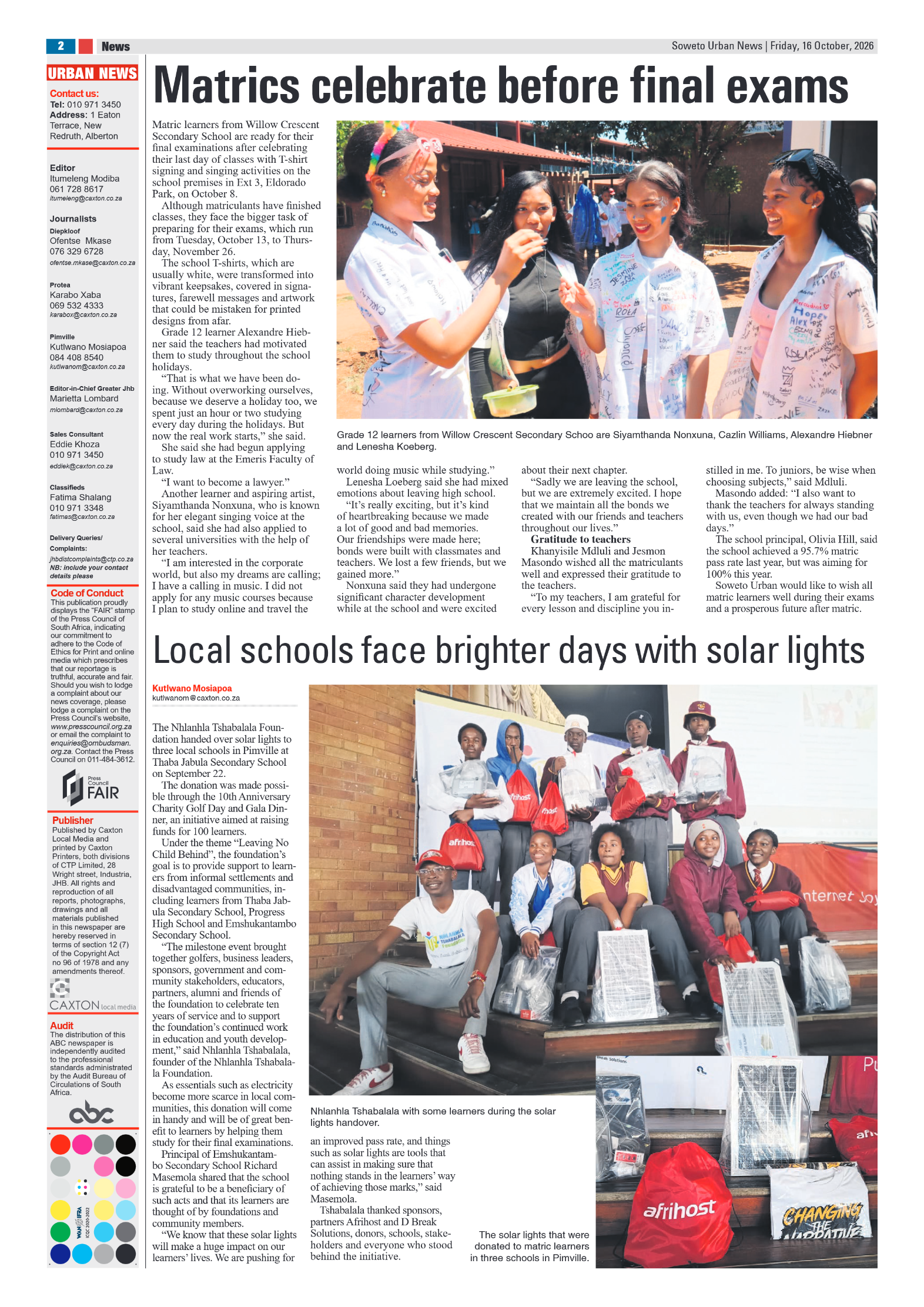 Pimville 16 October 2026 page 2