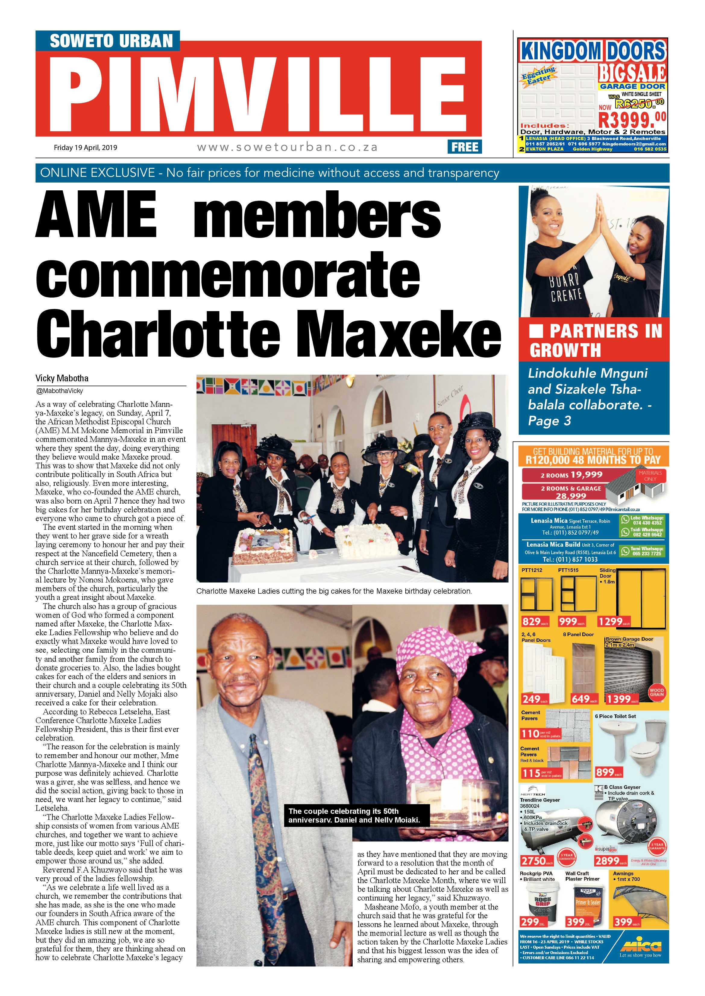 Pimville News – April 19 , 2019 page 1