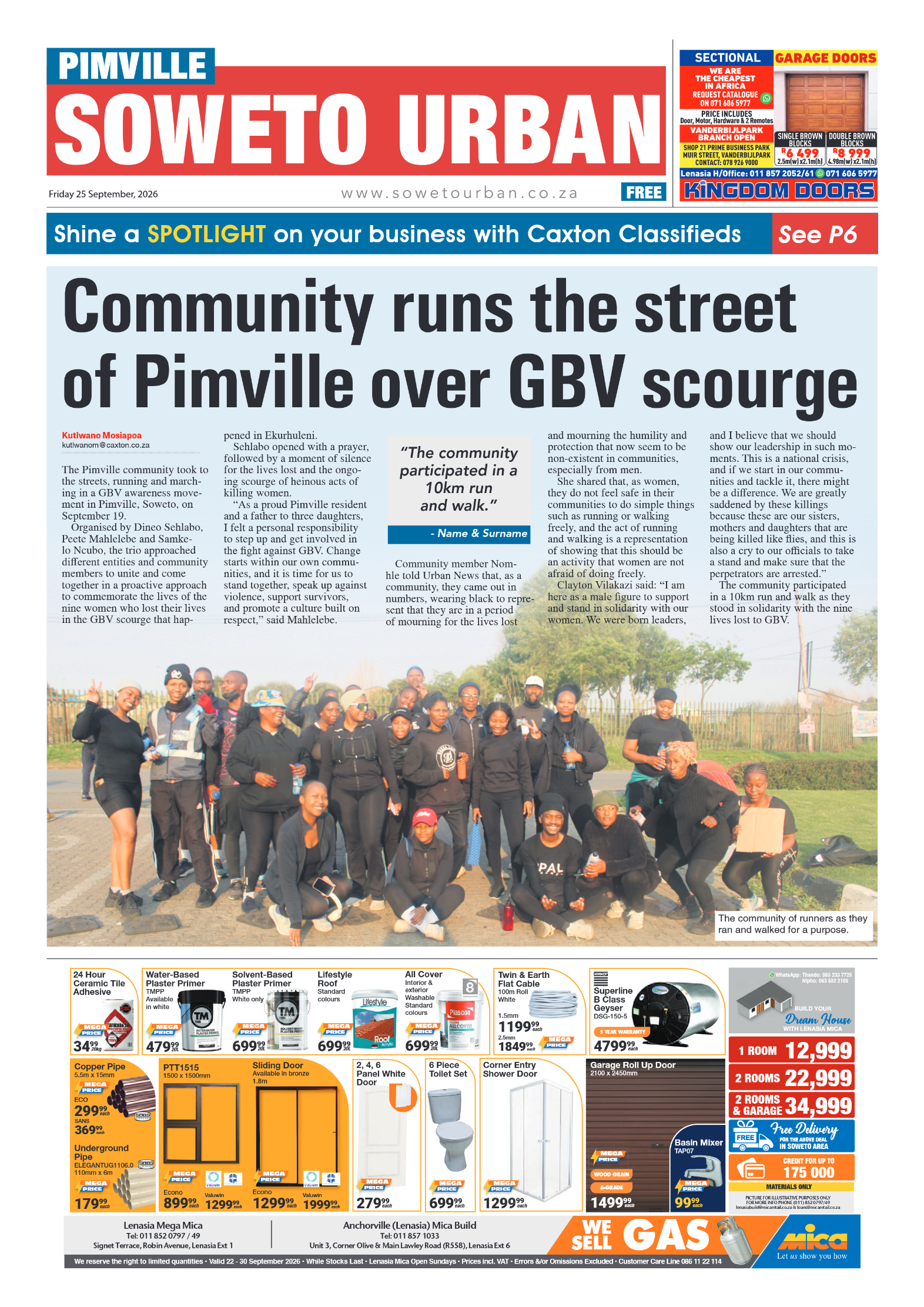 Pimville 25 September 2026 page 1