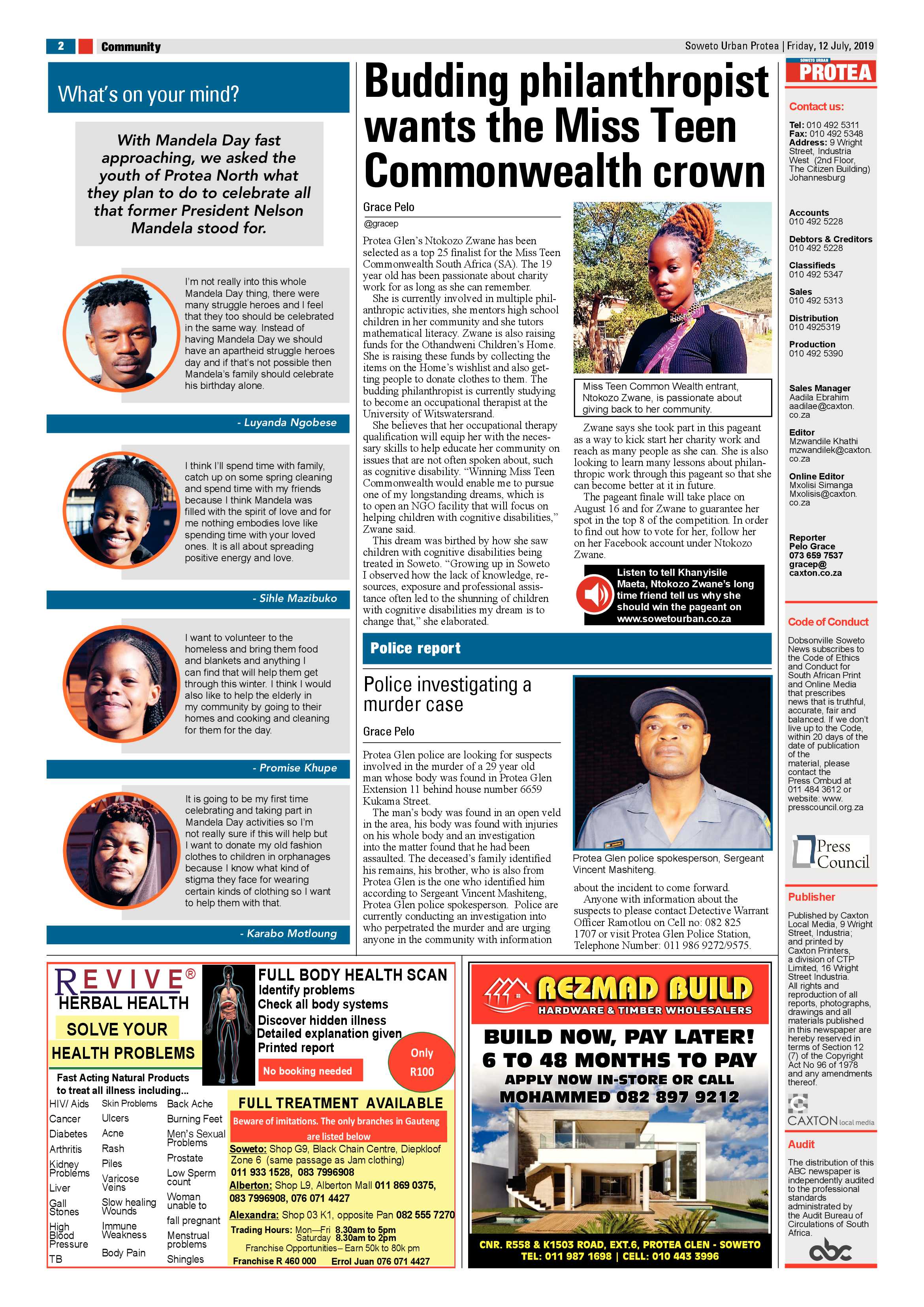 Protea News – July 12, 2019 page 2
