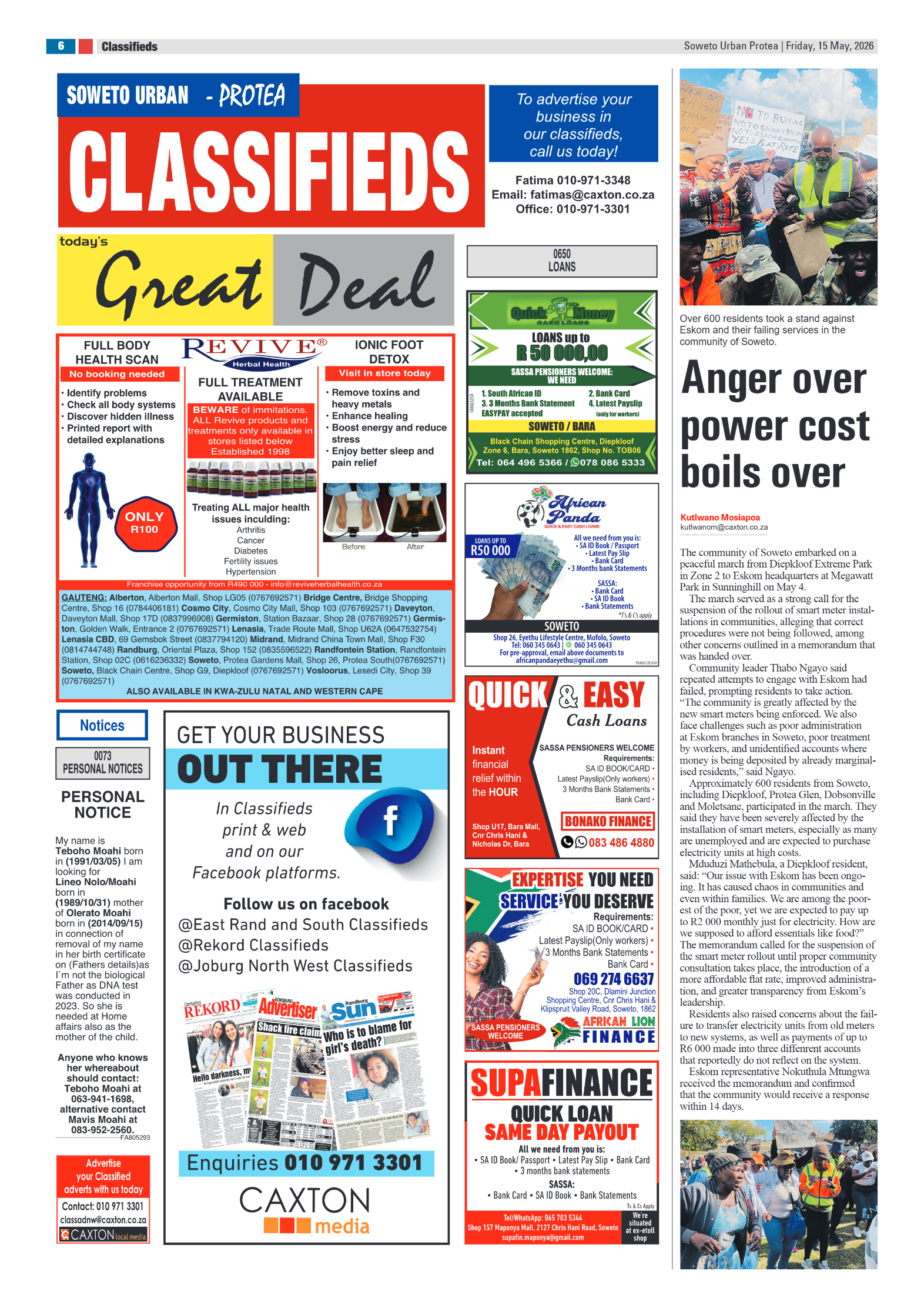 Protea: 15 May 2026 page 6