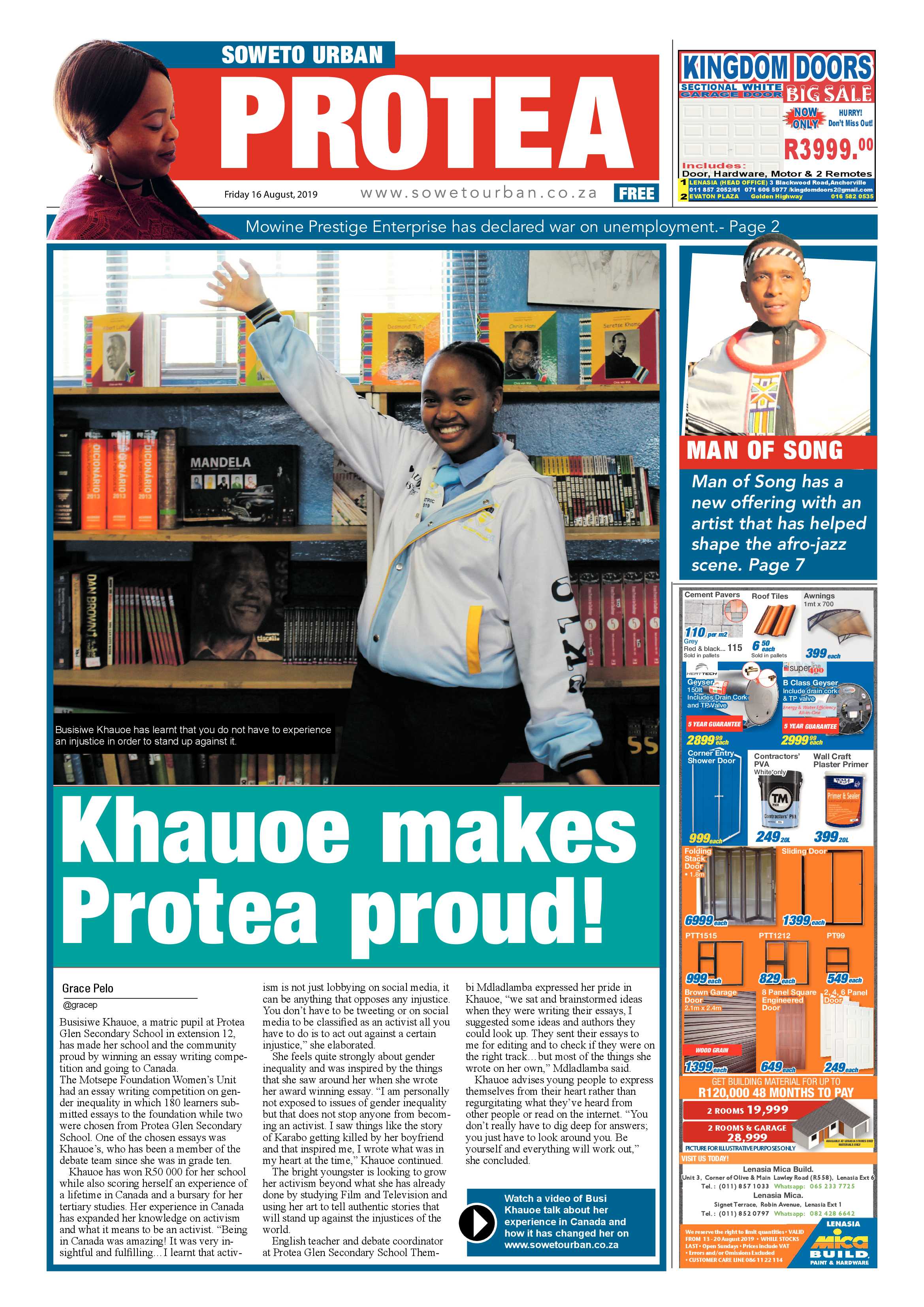 Protea News – August 16, 2019 page 1