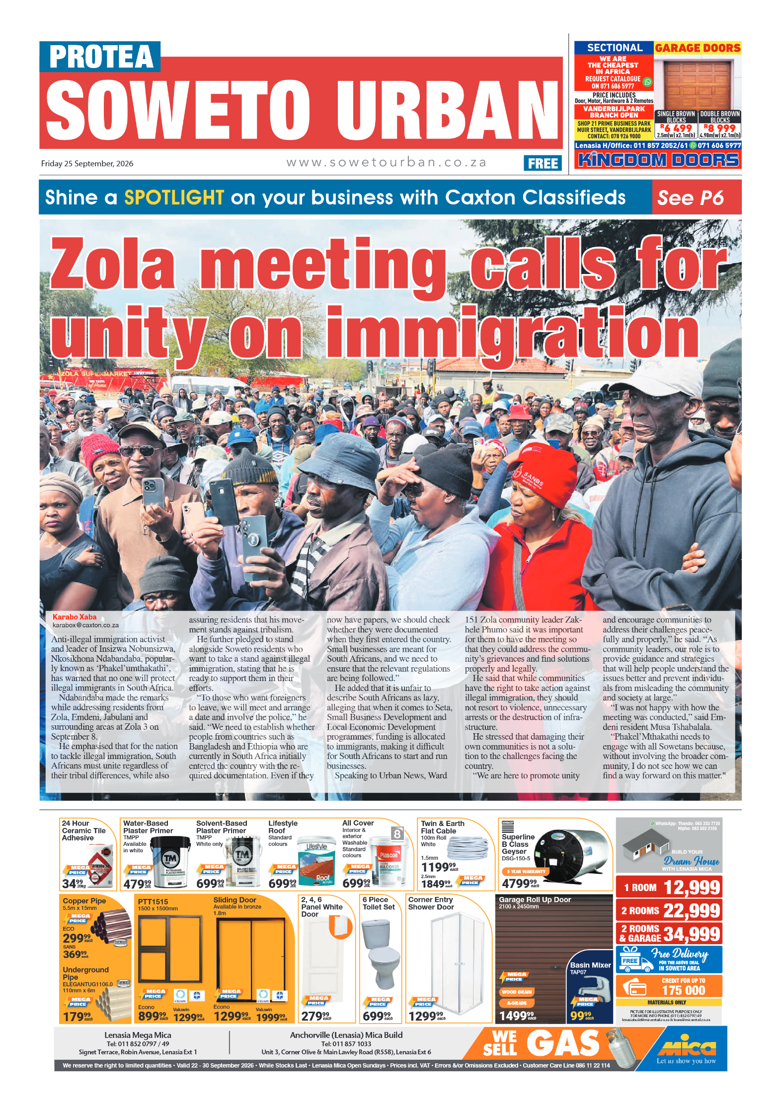 Protea 25 September 2026 page 1