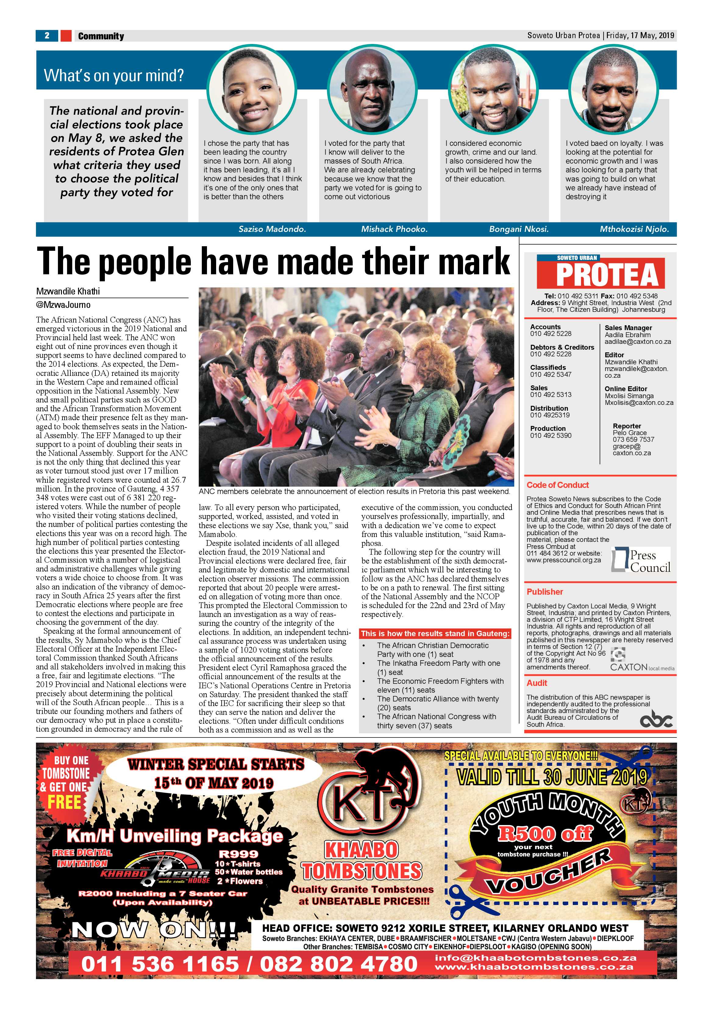 Protea News – May 17, 2019 page 2