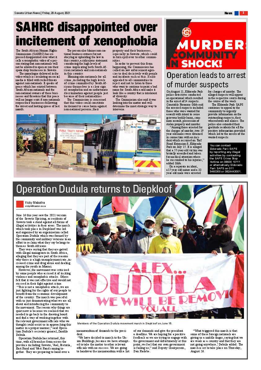 Soweto Urban August, 20 2021 page 3