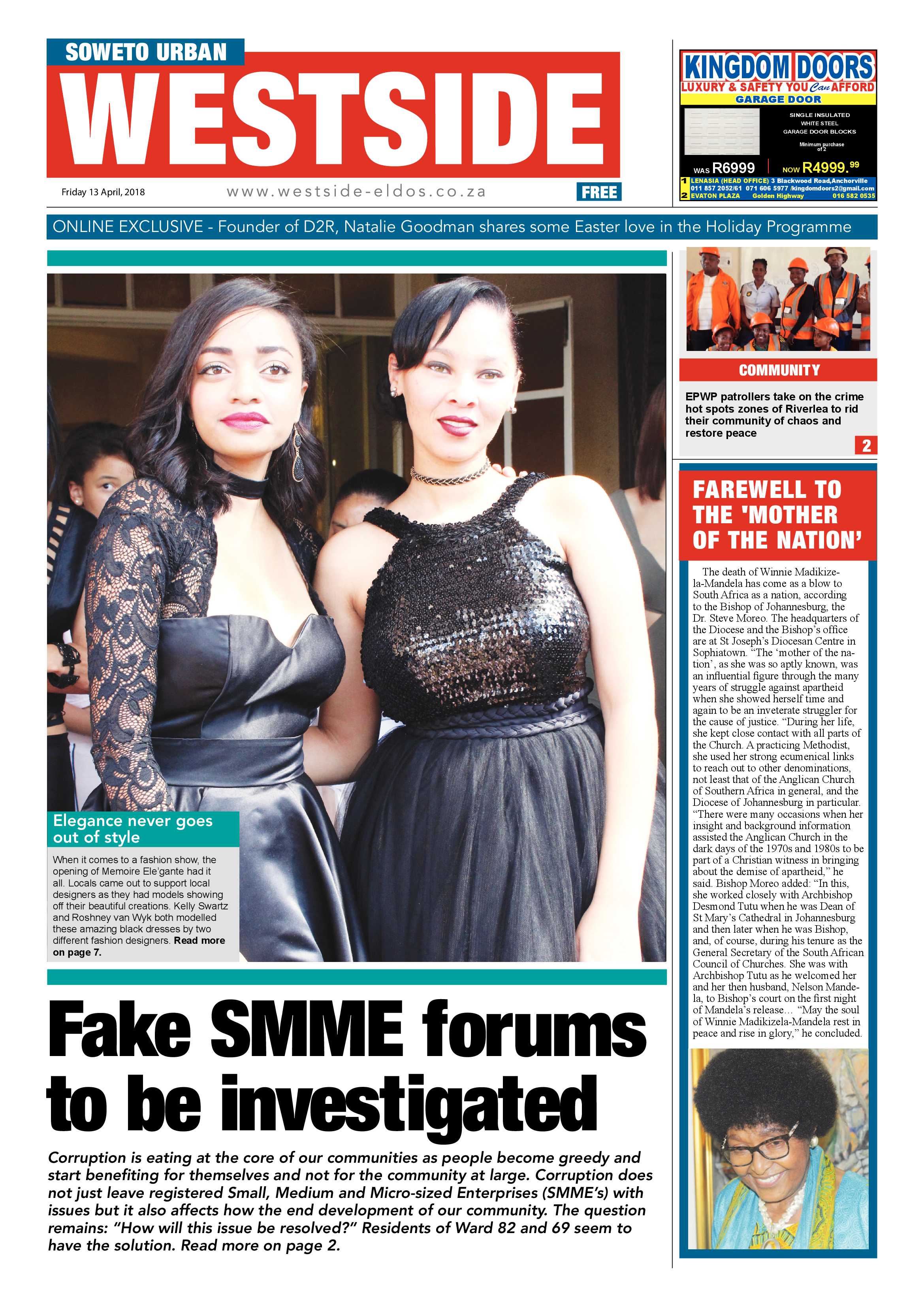 Westside – April 13, 2018 issue page 1