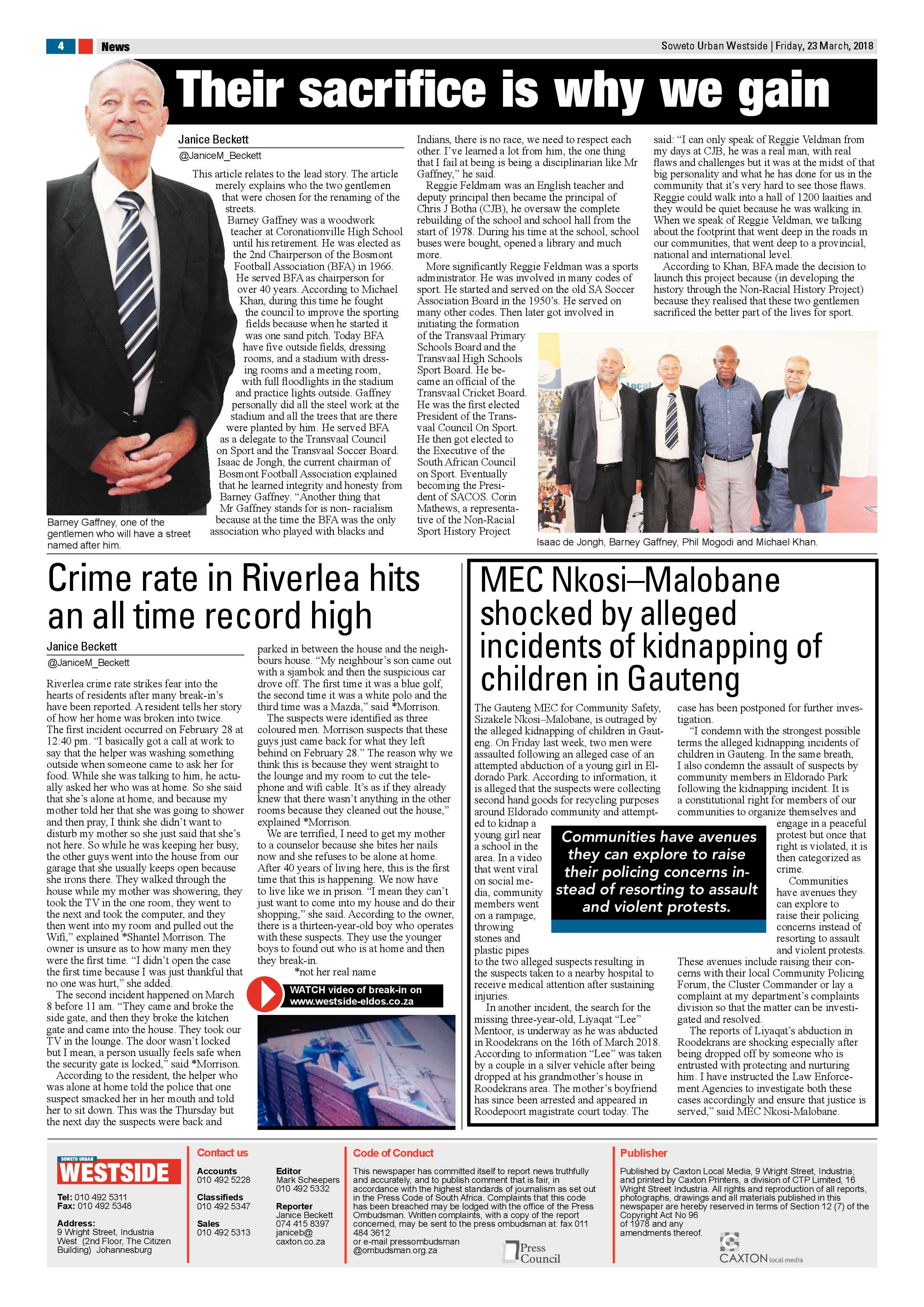 Westside – March 23, 2018 issue page 4