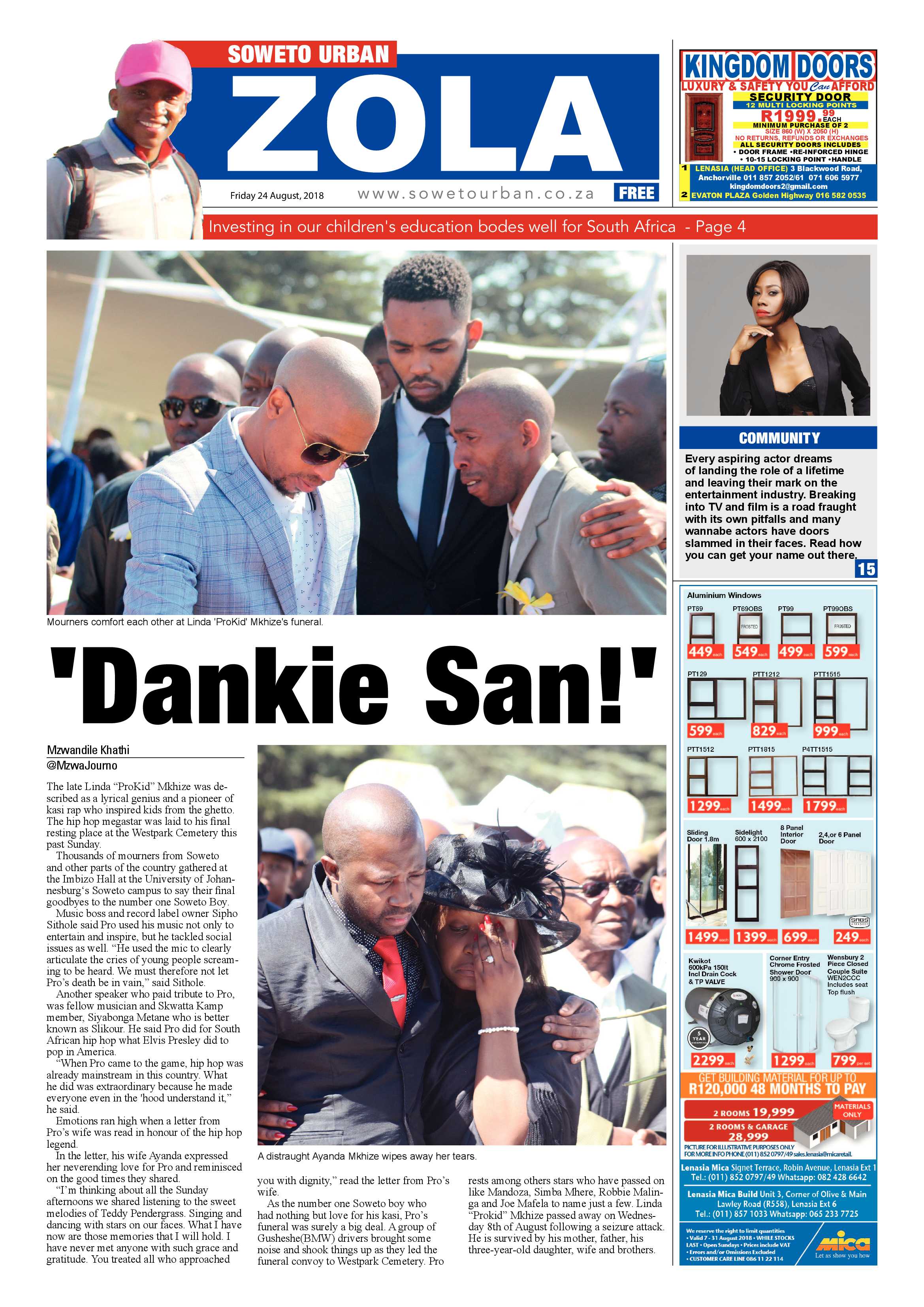 Zola – August 24, 2018 issue page 1