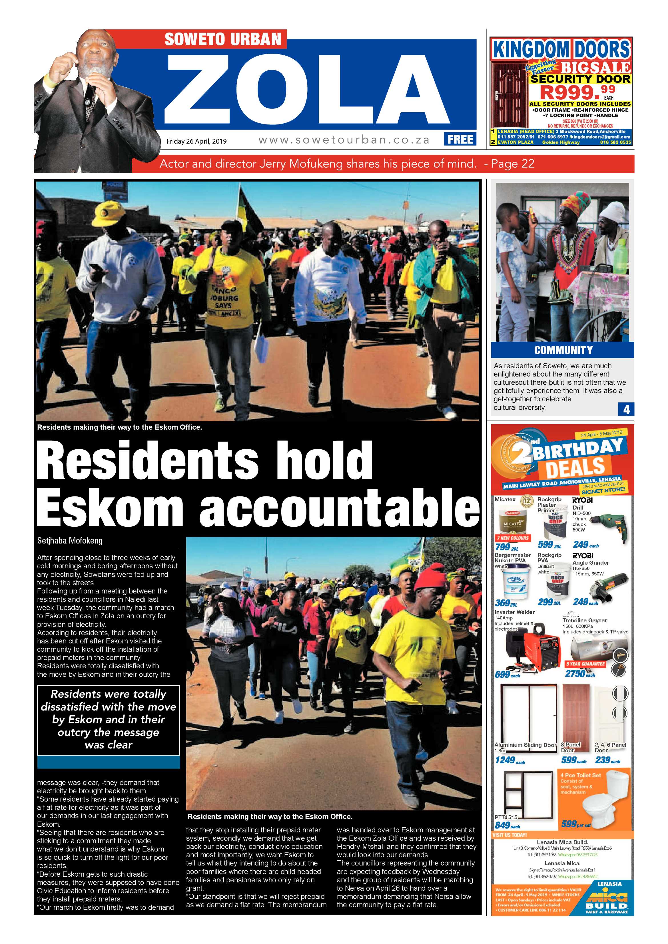 Zola News – April 26, 2019 page 1