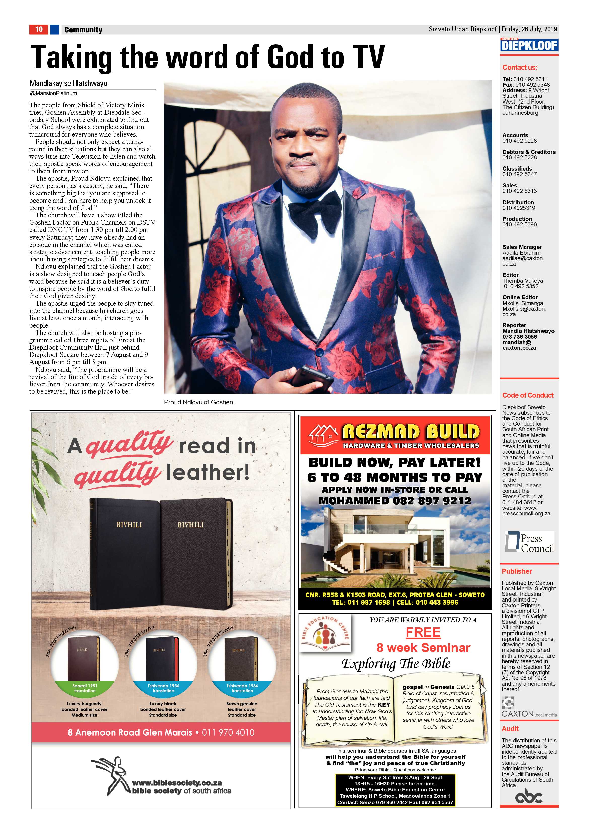 Diepkloof News – July 26, 2019 page 10