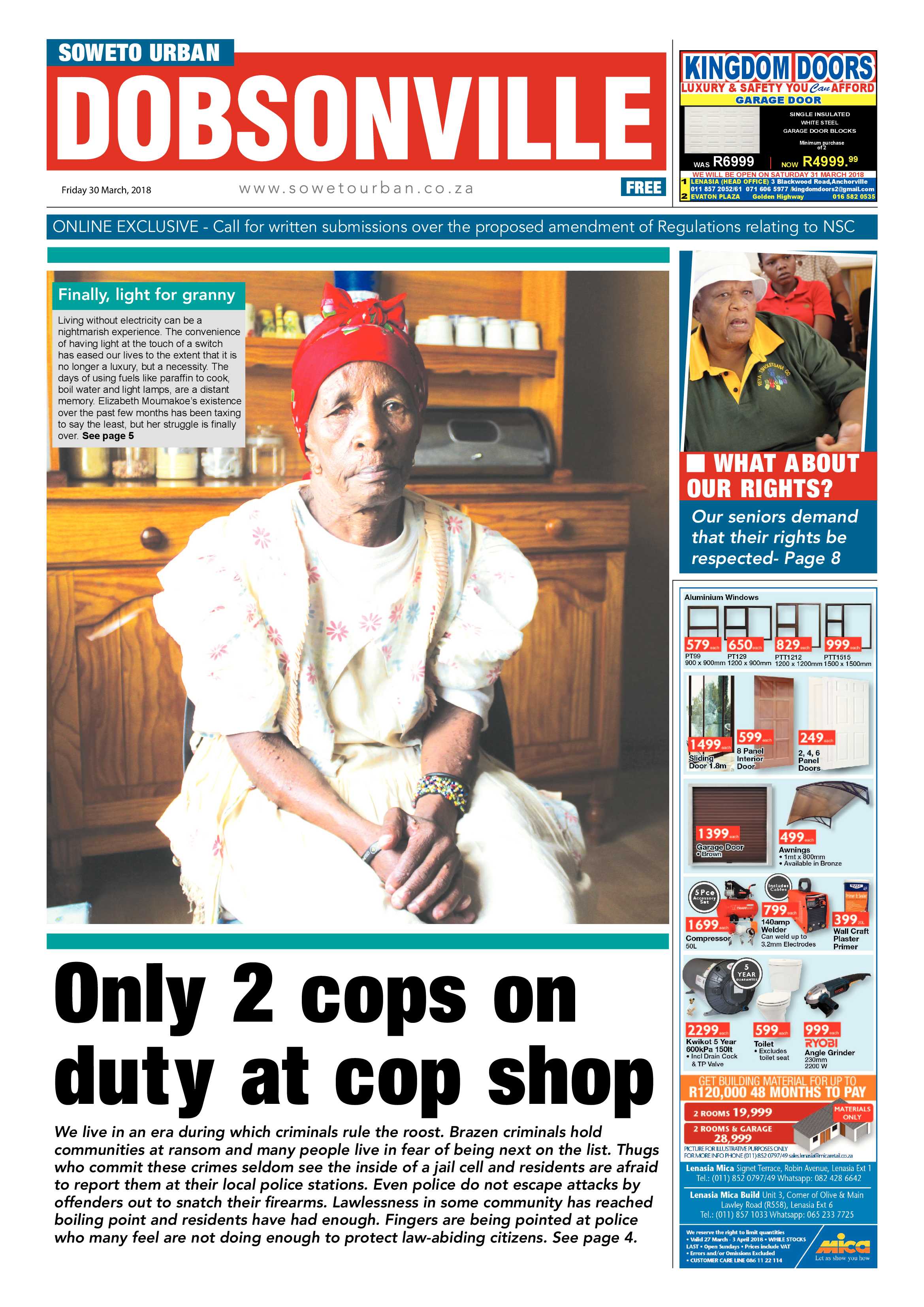 Dobsonville – March 30, 2018 issue page 1