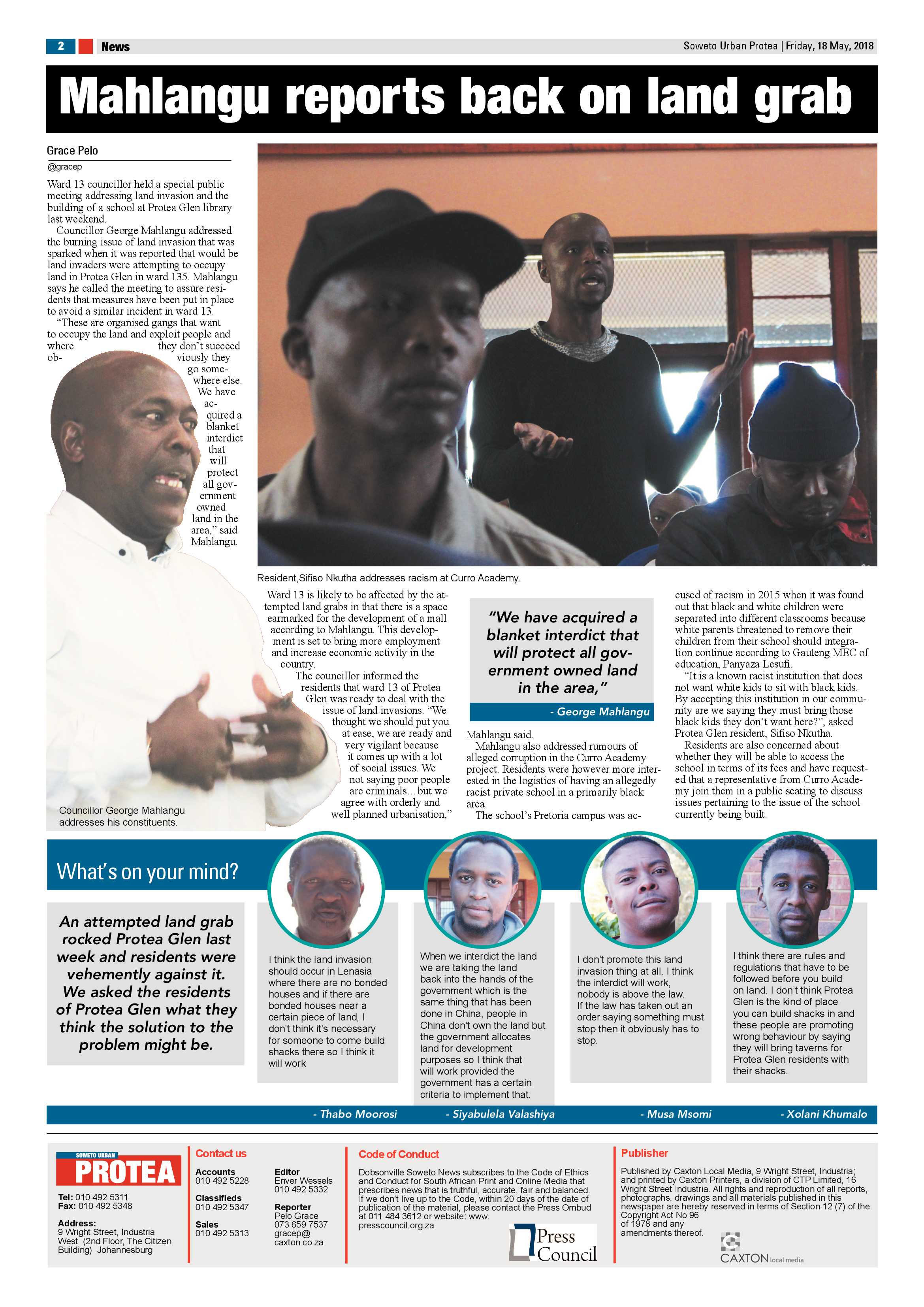 Protea – May 18, 2018 issue page 2